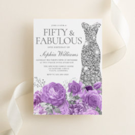 Invitación Lavanda morada y fiesta de cumpleaños número 50