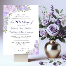Invitación Lavanda Morado Acuarela Floral Boda formal