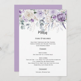 Invitación Lavanda, morado, marfil, menú Boda verde