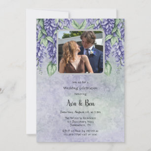 Invitación Lavanda pintada Wisteria Floral Añadir Boda de fot