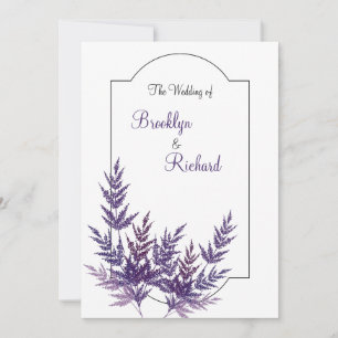 Invitación Lavanda Polvo morado, boda botánico