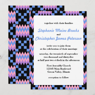 Invitación Lavanda Púrpura, Azul, Ropa De Kente Rosa
