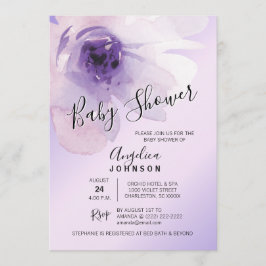 Invitación Lavanda púrpura floral Baby Shower de la acuarela