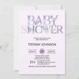 Invitación Lavanda púrpura floral Baby Shower de la acuarela