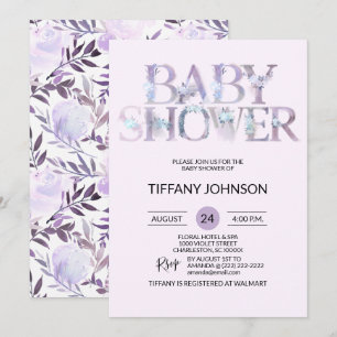 Invitación Lavanda púrpura floral Baby Shower de la acuarela