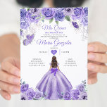 Invitación Lavanda Púrpura Mis Quince 15 Anos Plata Crown<br><div class="desc">Invitación de la Corona de Plata Quinceañera Purple Lavender Quince Quince 15 Anos,  16º Cumpleaños, </div>