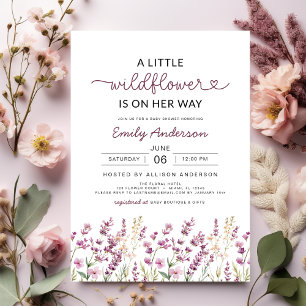 Invitación Lavanda Púrpura Un Pequeño Baby Shower De Flor Sil