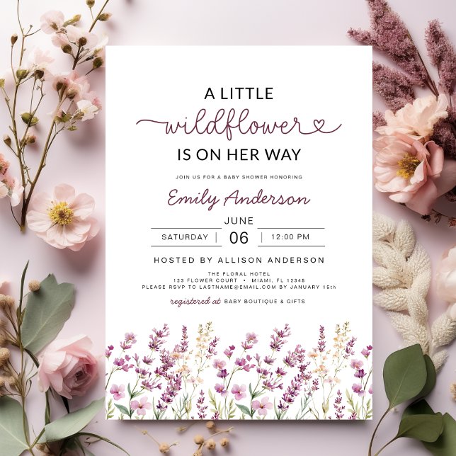 Invitación Lavanda Púrpura Un Pequeño Baby Shower De Flor Sil (Subido por el creador)