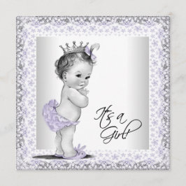 Invitación Lavanda Púrpura y Gris Vintage Chica Ducha