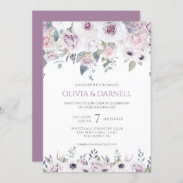 Invitación Lavanda rosa violeta suave Boda floral blanco I