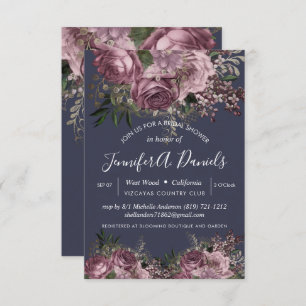 Invitación Lavanda Rosas morados con flores en la ducha de no