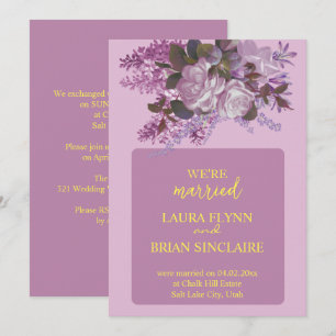 Invitación Lavanda, Rosas y licores, recepción de bodas