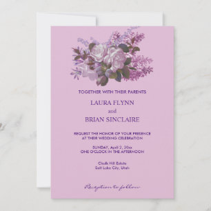 Invitación Lavanda, Rosas y Lilacs, Boda