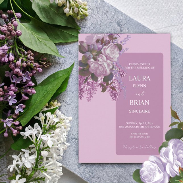 Invitación Lavanda, Rosas y Lilacs, Boda (Subido por el creador)