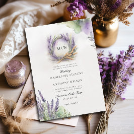 Invitación Lavanda Rústica Elegante Boda de Monogramos de Wre