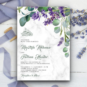 Invitación Lavanda Rústica Eucalyptus Marble Boda Islámico