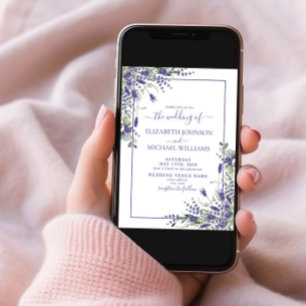 Invitación Lavanda Rústica Eucalyptus Wood Script Boda Inv