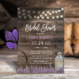 Invitación Lavanda Rústica Floral Linterna Blanca Ducha De No