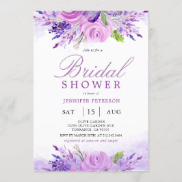 Invitación Lavanda Rústica Flores Púrpura Ducha Bridal