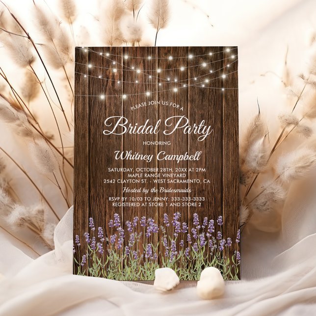 Invitación Lavanda rústica iluminando ducha de novia (Subido por el creador)