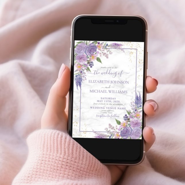 Invitación Lavanda Rústica Lilac Gold Boda de fotografía flor (Subido por el creador)