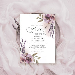 Invitación Lavanda Rústica Moda morada floral ducha de novia