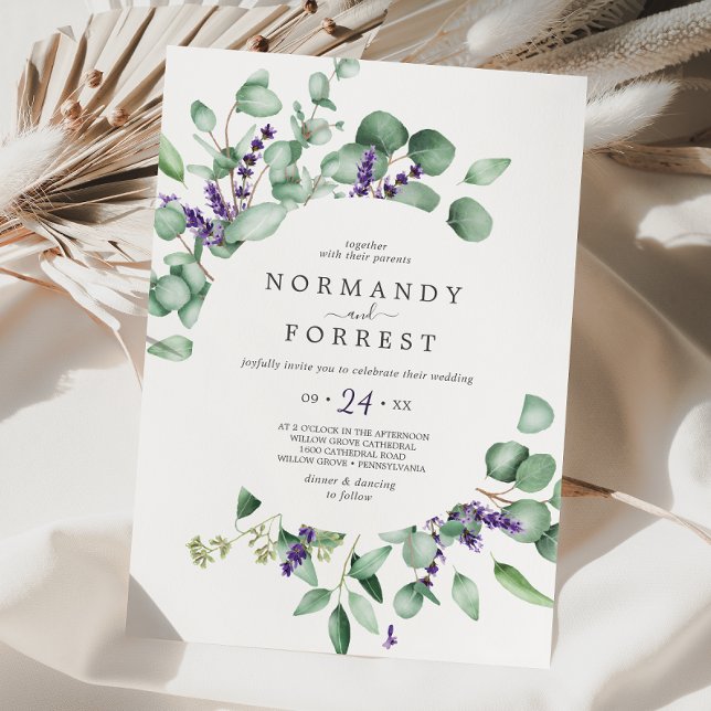 Invitación Lavanda rústica y Boda Casual Eucalyptus (Subido por el creador)