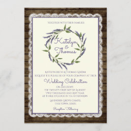 Invitación Lavanda rústica y Boda de encaje