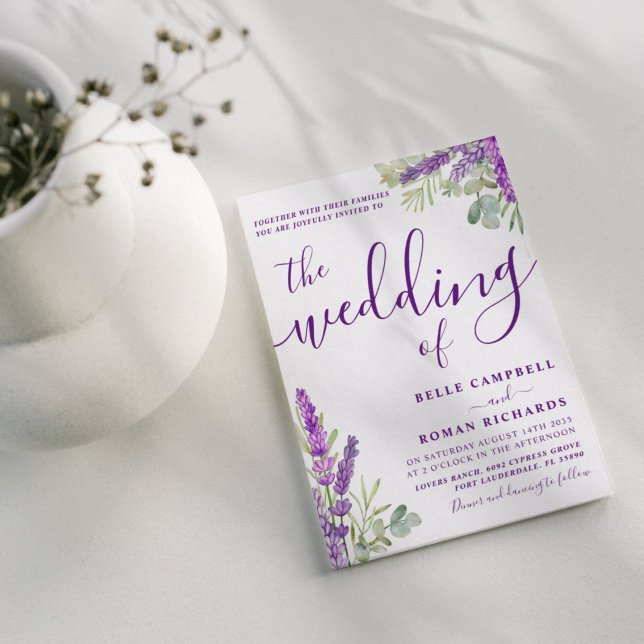 Invitación Lavanda rústica y Boda Eucalyptus Sage & Lilac (Subido por el creador)