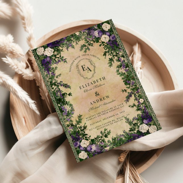 Invitación Lavanda rústica y Boda marfileño (Subido por el creador)