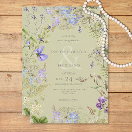 Invitación Lavanda rústica y salvia de flores silvestres