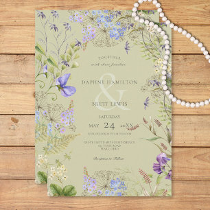Invitación Lavanda rústica y salvia de flores silvestres