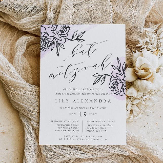 Invitación Lavanda | Secret Garden Bat Mitzvah (Subido por el creador)