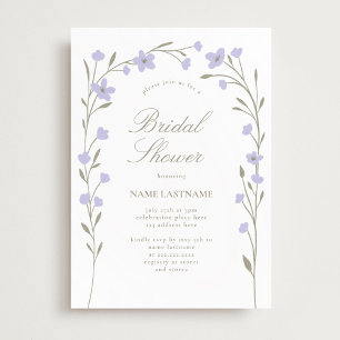Invitación Lavanda simple Flor silvestre ducha de novia