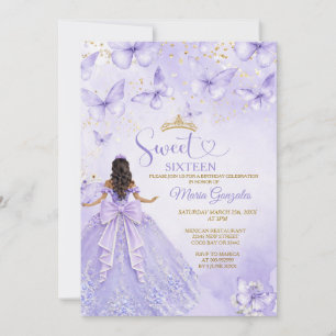 Invitación Lavanda Sweet 16 con Mariposas