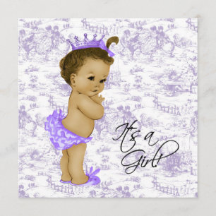 Invitación Lavanda Toile Púrpura Hija Bebé