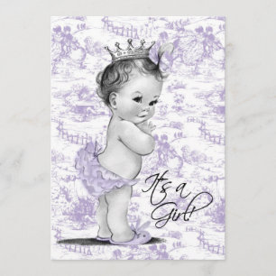 Invitación Lavanda Toile Púrpura Hija Bebé