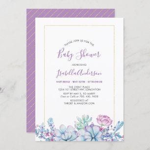 Invitación Lavanda Tropical Succulical Summer Baby Shower