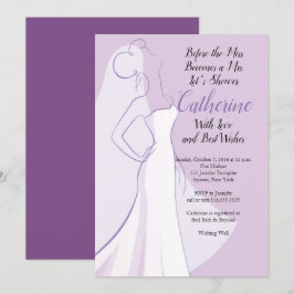 Invitación Lavanda Vestido blanco morado Ducha de novia