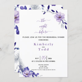 Invitación Lavanda violeta y plateada ensayo floral Cena I