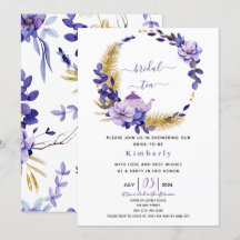 Lavanda violeta y té dorado floral de novia