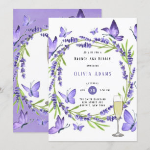Invitación Lavanda Wisteria & Mariposas Brunch & Bubbly In