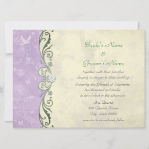 Invitación Lavanda y Amarillo Suave Floral Boda de Primavera