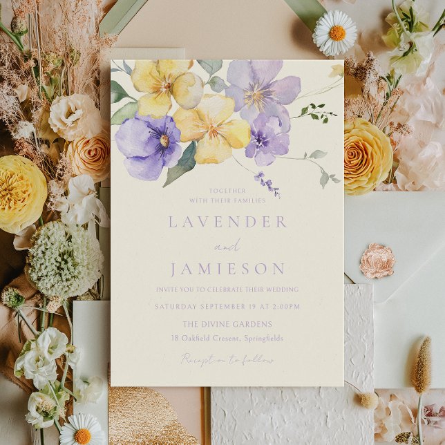 Invitación Lavanda y Boda de las flores de sol amarillas (Subido por el creador)