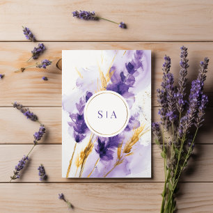 Invitación Lavanda Y Boda Floral De Acuarela Dorada