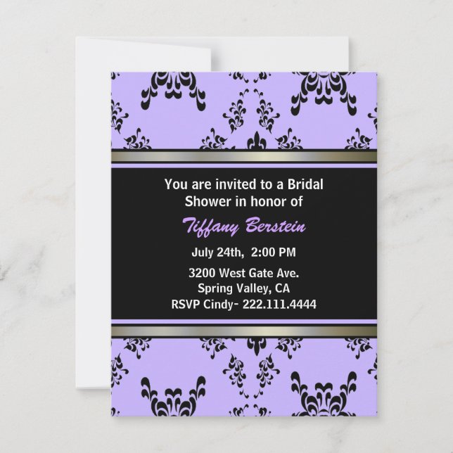 Invitación Lavanda y ducha nupcial negra (Anverso)