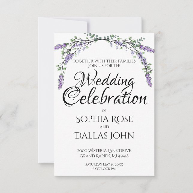 Invitación Lavanda y Eucalipto (Anverso)