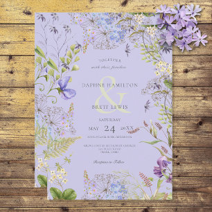 Invitación Lavanda y flores silvestres rusticas