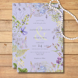 Invitación Lavanda y flores silvestres rusticas