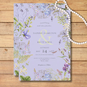 Invitación Lavanda y flores silvestres rusticas